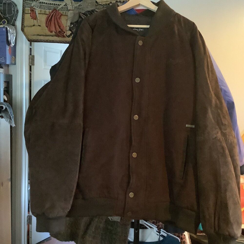Vintage Sean Jean Brown Bomber Jacket Wool Leather Mix Size Xxl 2xl
